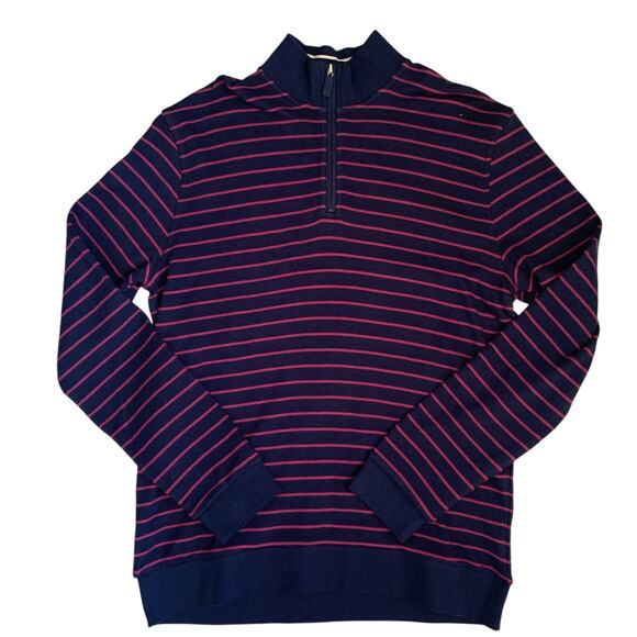 Jos. A. Bank 1905 Mens Sz L 1/4 Zip Comfort Stretch Tailored Fit Striped Sweater - Picture 1 of 14